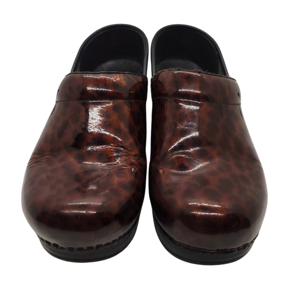 Dansko Women's Professional Leopard Print Clog Tortoise Shell Patent 6.5-7 - Picture 4 of 12